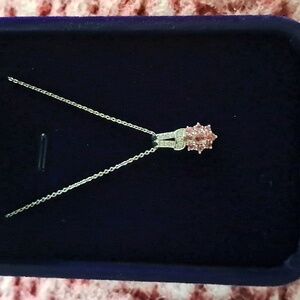 Premium Ouro Fino Rubellite and Natural White Zircon Floral Pendant Necklace